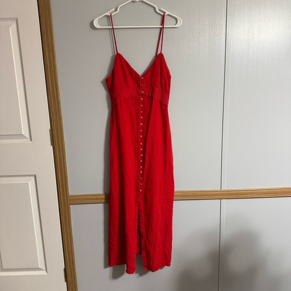 Zara Scarlet Red Strappy Midi Dress Size Small - Picture 2 of 11